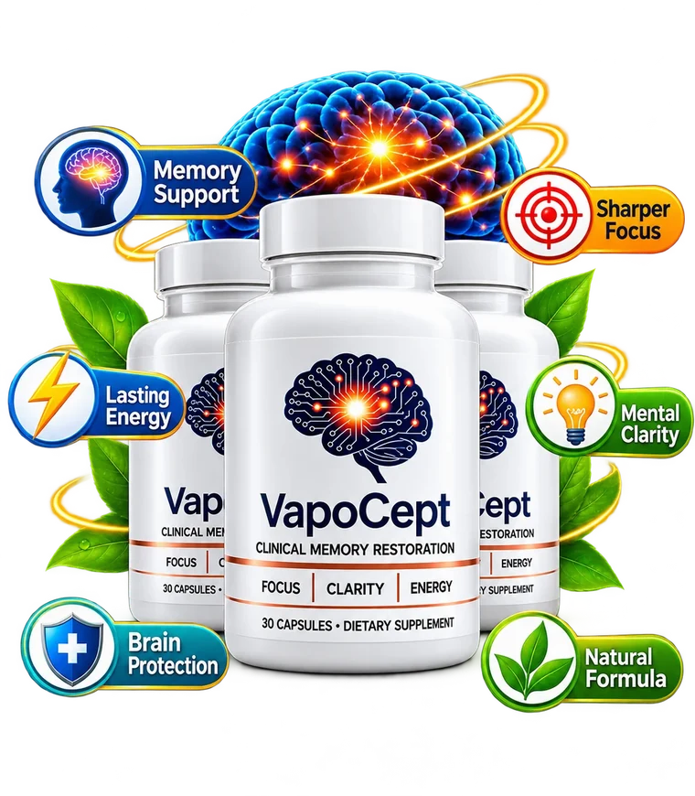 VapoCept capsule bottles with green leaves